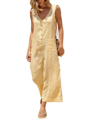 Women's Loose Fit Sleeveless Wide Leg Overalls