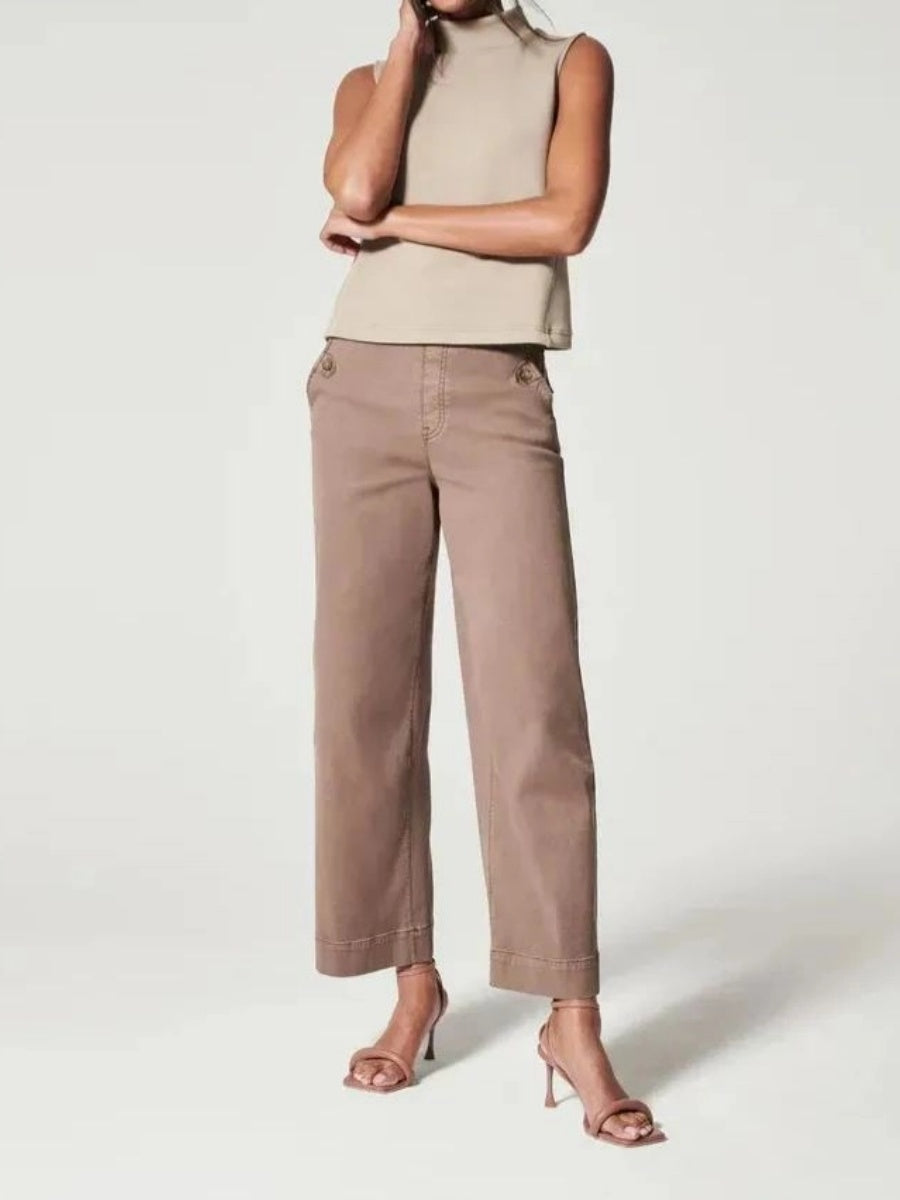 Women's Stretch Twill Cropped Wide Leg Pant