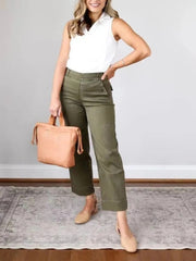 Women's Stretch Twill Cropped Wide Leg Pant