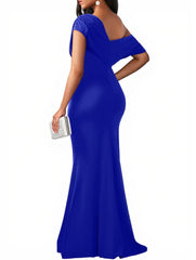 Women's Elegant Sleeveless Off Shoulder Bodycon Long Formal Party Evening Dress