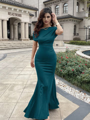 Women's Elegant Sleeveless Off Shoulder Bodycon Long Formal Party Evening Dress