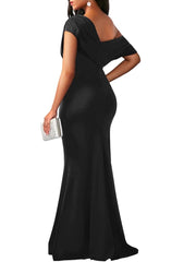 Women's Elegant Sleeveless Off Shoulder Bodycon Long Formal Party Evening Dress