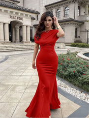 Women's Elegant Sleeveless Off Shoulder Bodycon Long Formal Party Evening Dress