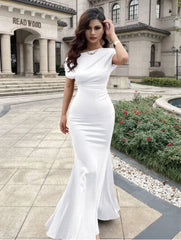 Women's Elegant Sleeveless Off Shoulder Bodycon Long Formal Party Evening Dress