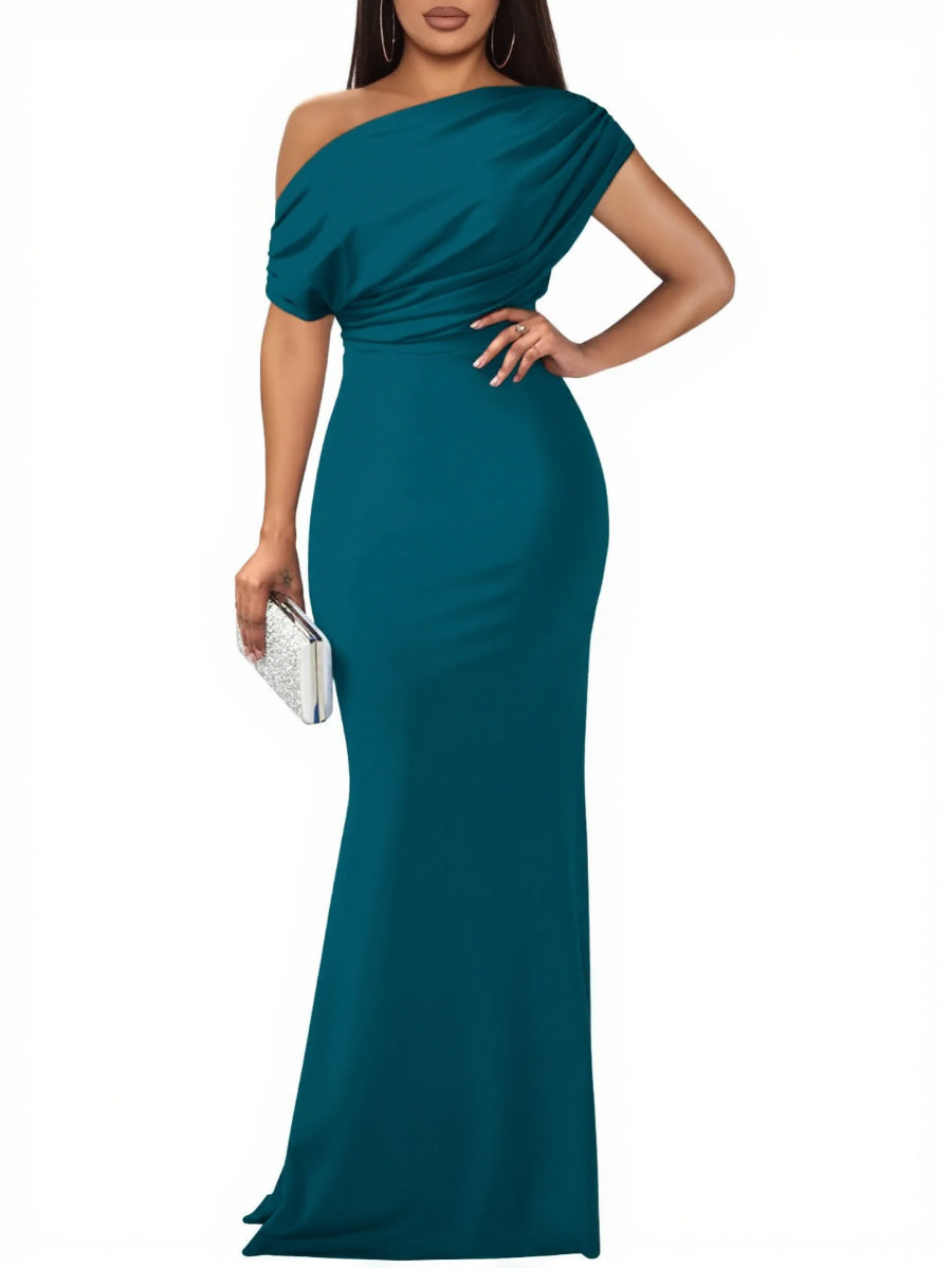 Women's Elegant Sleeveless Off Shoulder Bodycon Long Formal Party Evening Dress