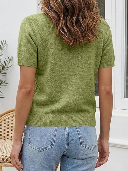 Women's Color Block Short Sleeve Knit Tops