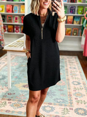 Women's Casual-Chic Half-Zip Textured Dress