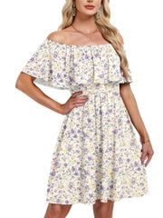 Women's Flow Printed Off-Shoulder Dress