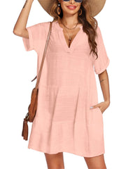 Women's A-line Bathing Suit Cover Up Dress with Pockets