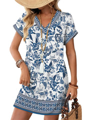 Women's Fashion V-Neck Short Sleeve Casual Dress