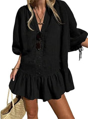 Women's Casual Babydoll Puff Sleeve Dress