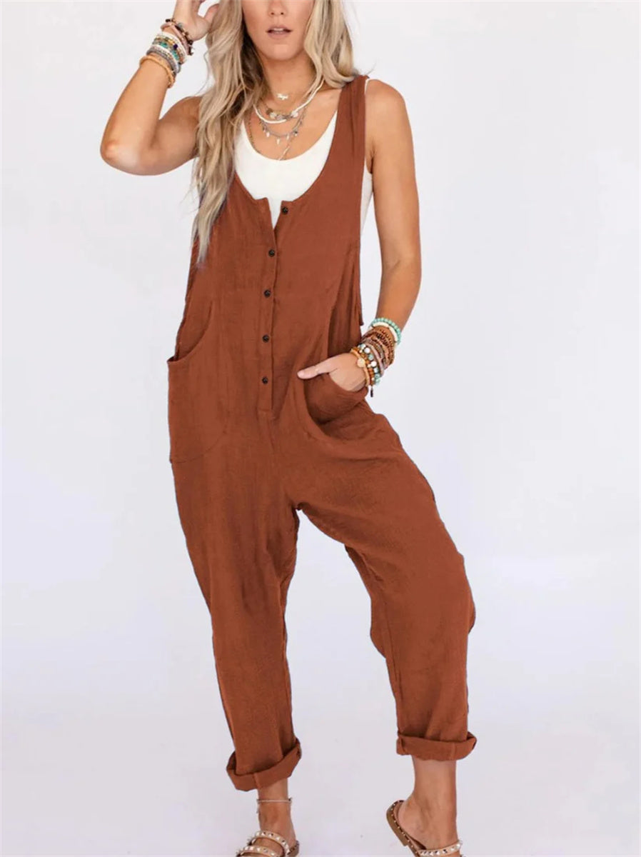 Women's Loose Casual Overalls with Pockets