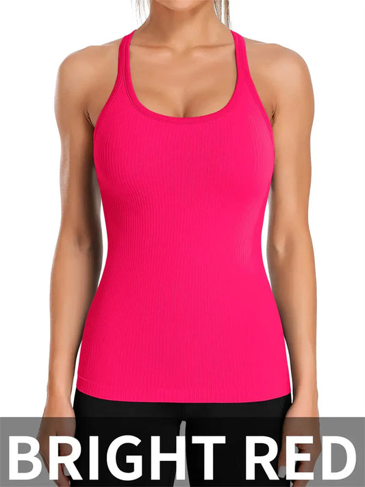 Women's Built-in Bra Ribbed Tank Top