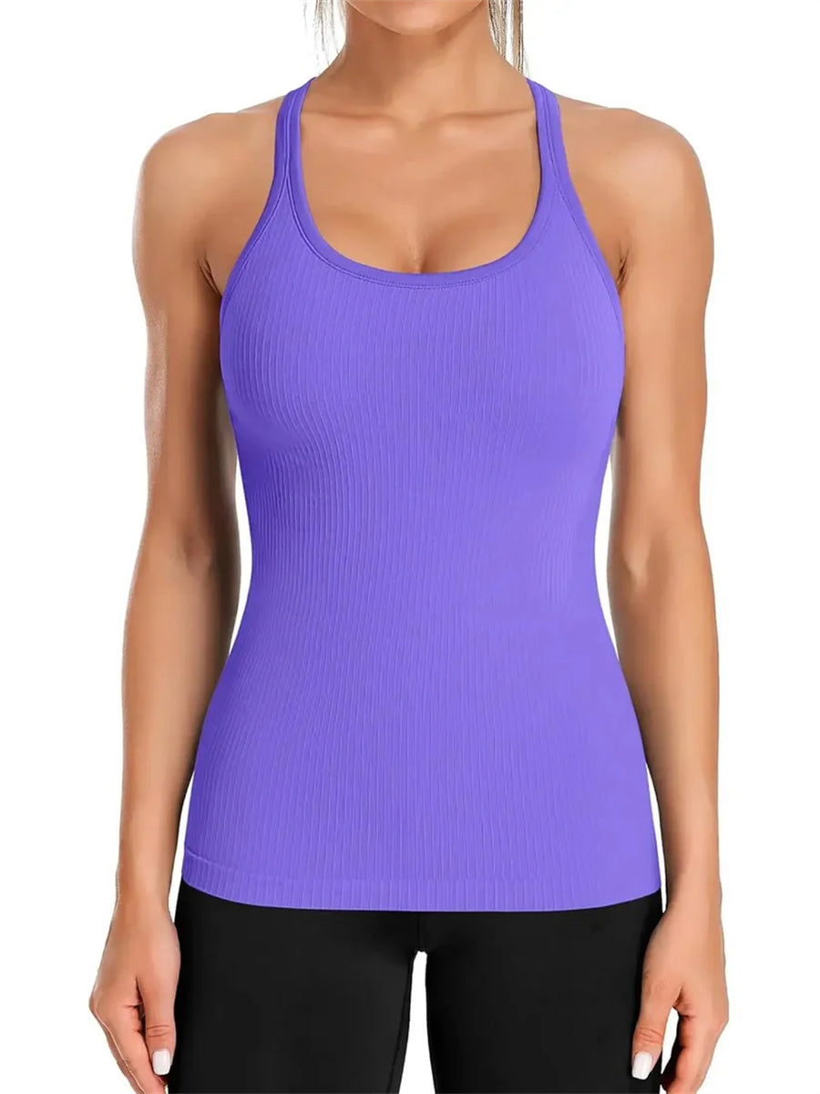 Women's Built-in Bra Ribbed Tank Top