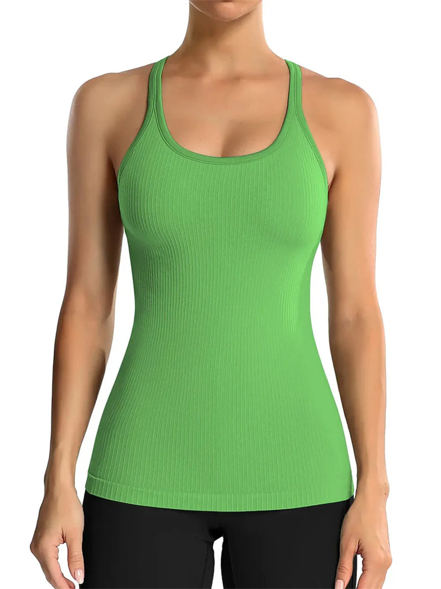 Women's Built-in Bra Ribbed Tank Top