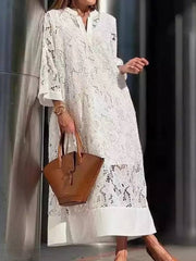 Women's Lace V-Neck Loose Maxi Dress