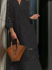 Women's Lace V-Neck Loose Maxi Dress