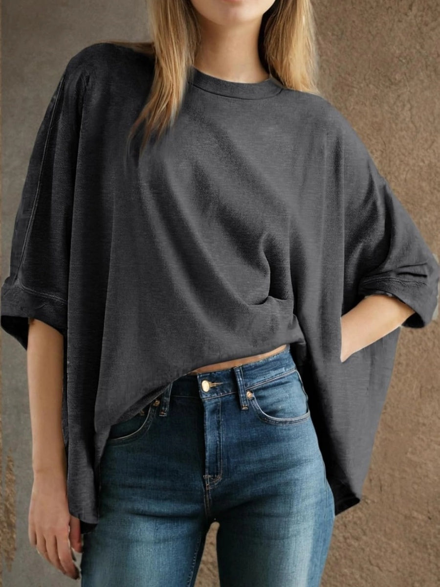 Women's Bat Sleeve Oversized Solid Color Top