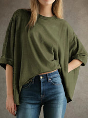 Women's Bat Sleeve Oversized Solid Color Top