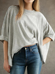 Women's Bat Sleeve Oversized Solid Color Top