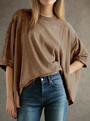 Women's Bat Sleeve Oversized Solid Color Top