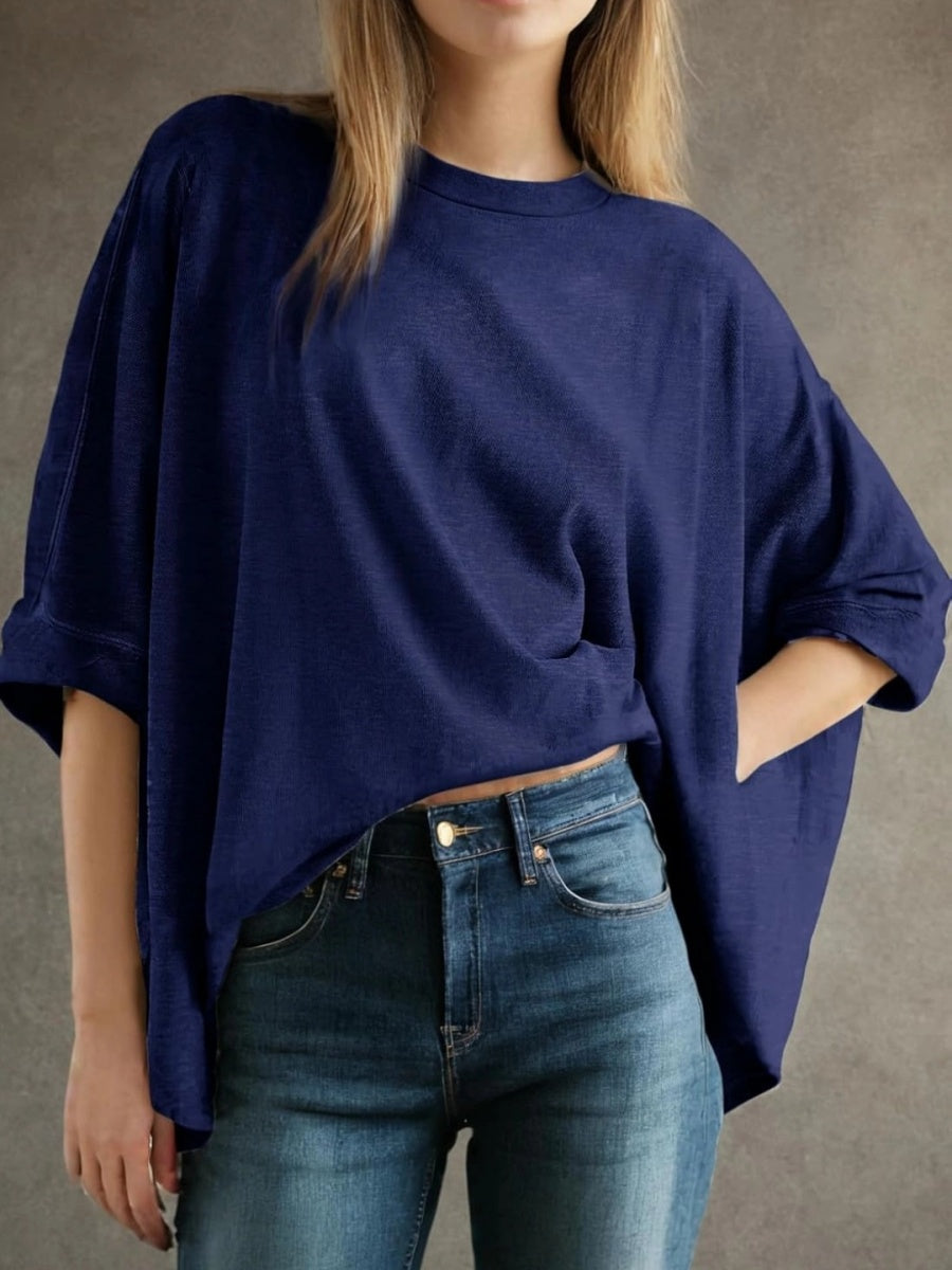 Women's Bat Sleeve Oversized Solid Color Top