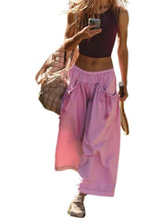 Women's Loose Wide Leg Track Pants With Drawstring Pockets
