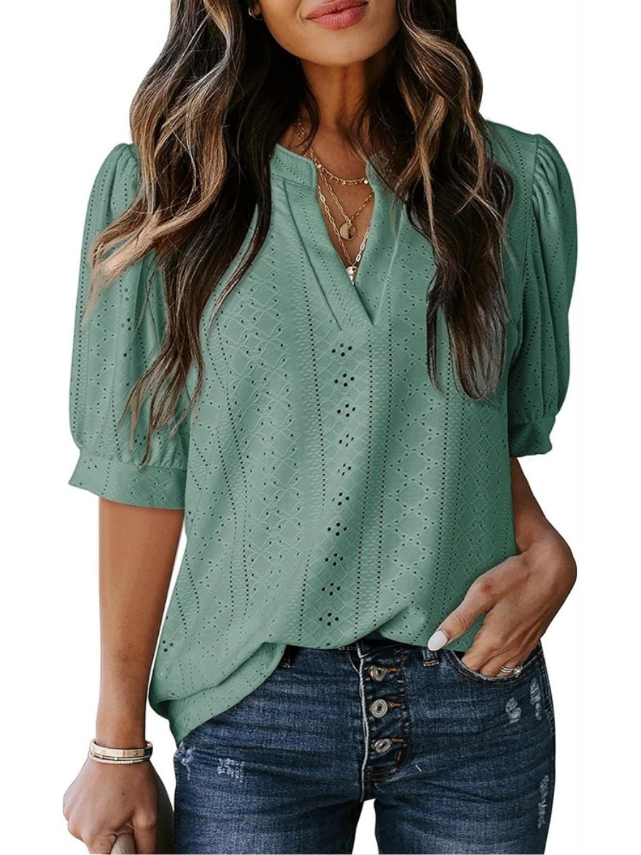 Womens Casual Hollow Out Cute Lace Tops