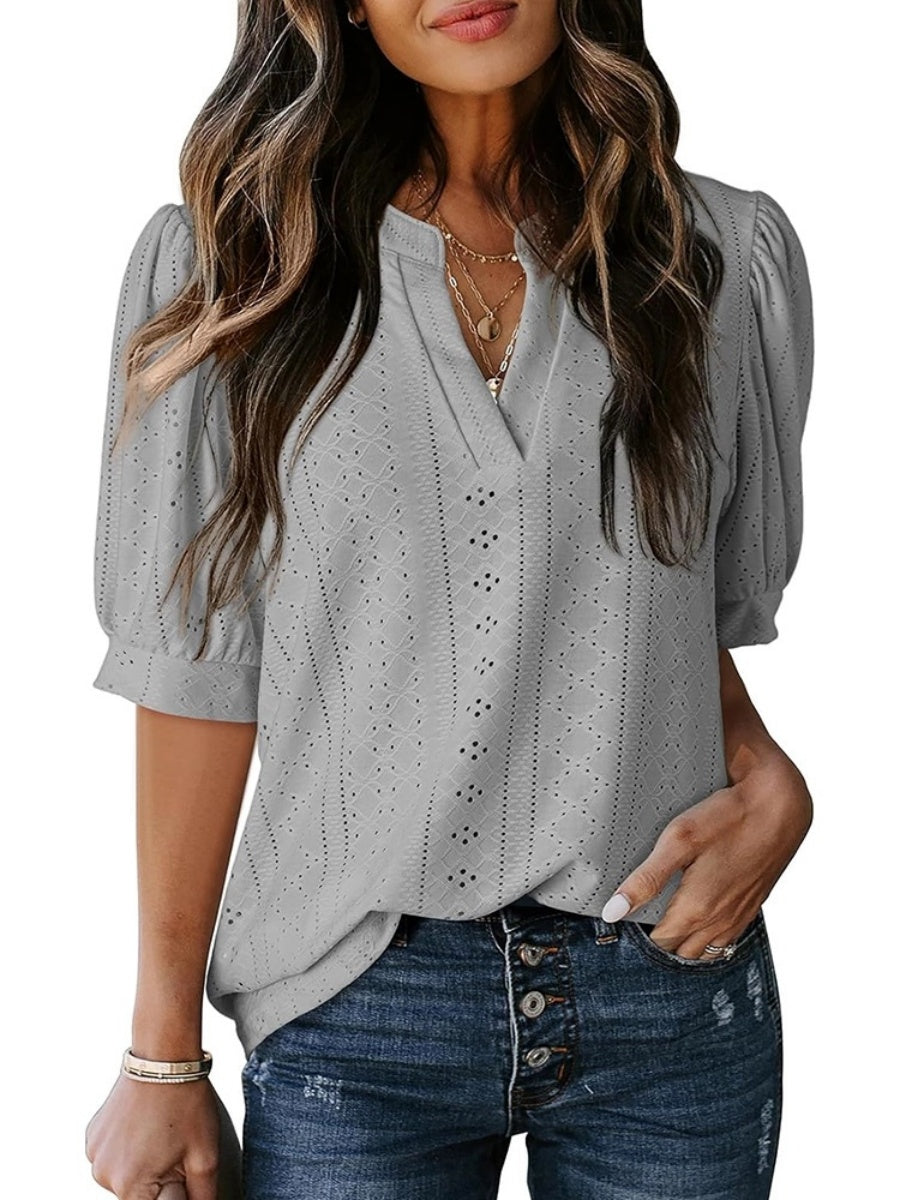 Womens Casual Hollow Out Cute Lace Tops