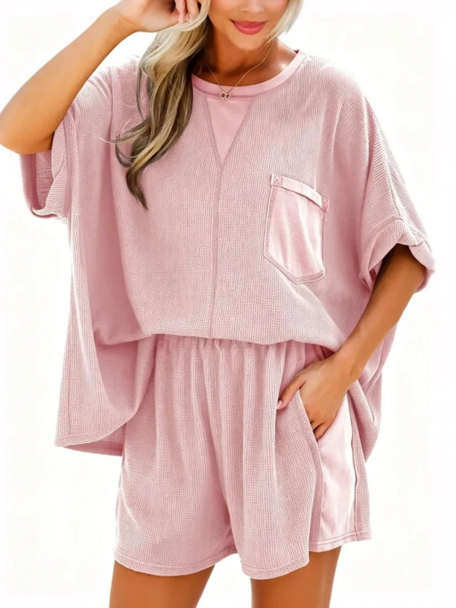 Women's Relaxed Fit Waffle Two-Piece Outfit