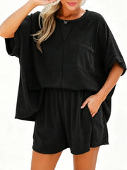 Women's Relaxed Fit Waffle Two-Piece Outfit
