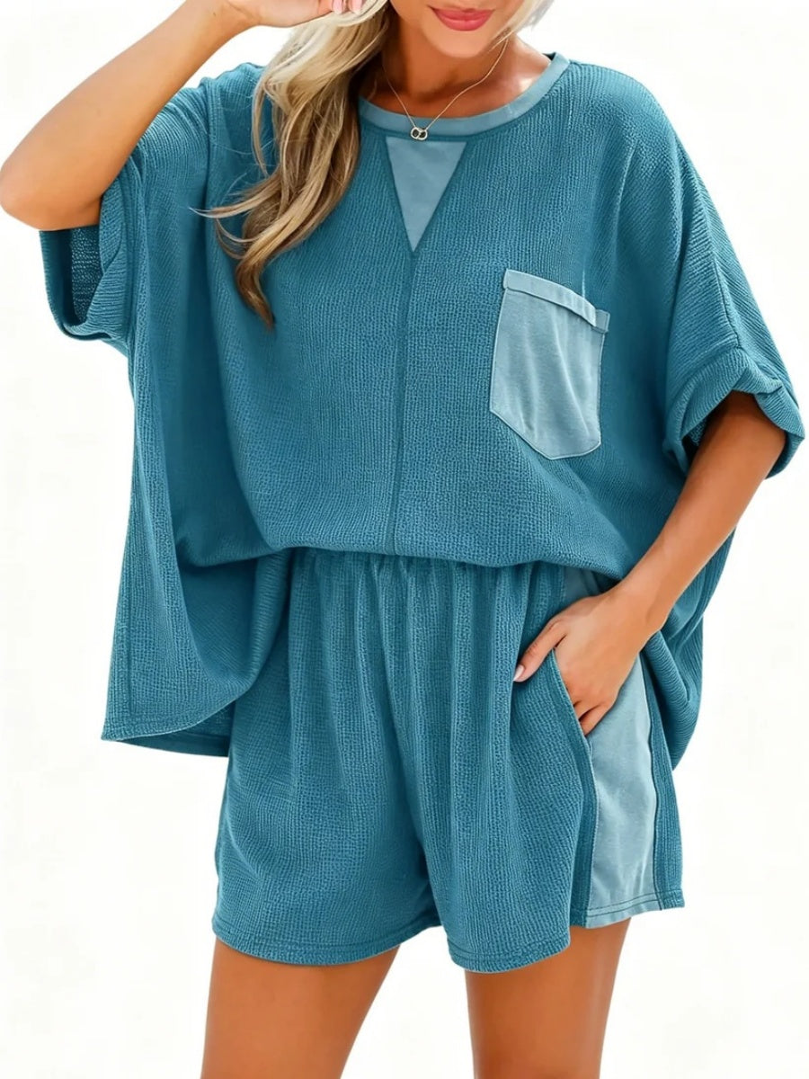 Women's Relaxed Fit Waffle Two-Piece Outfit