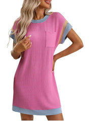 Women's Colorblock Ribbed Pocket Dress