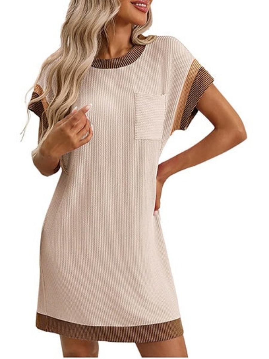 Women's Colorblock Ribbed Pocket Dress