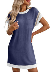 Women's Colorblock Ribbed Pocket Dress
