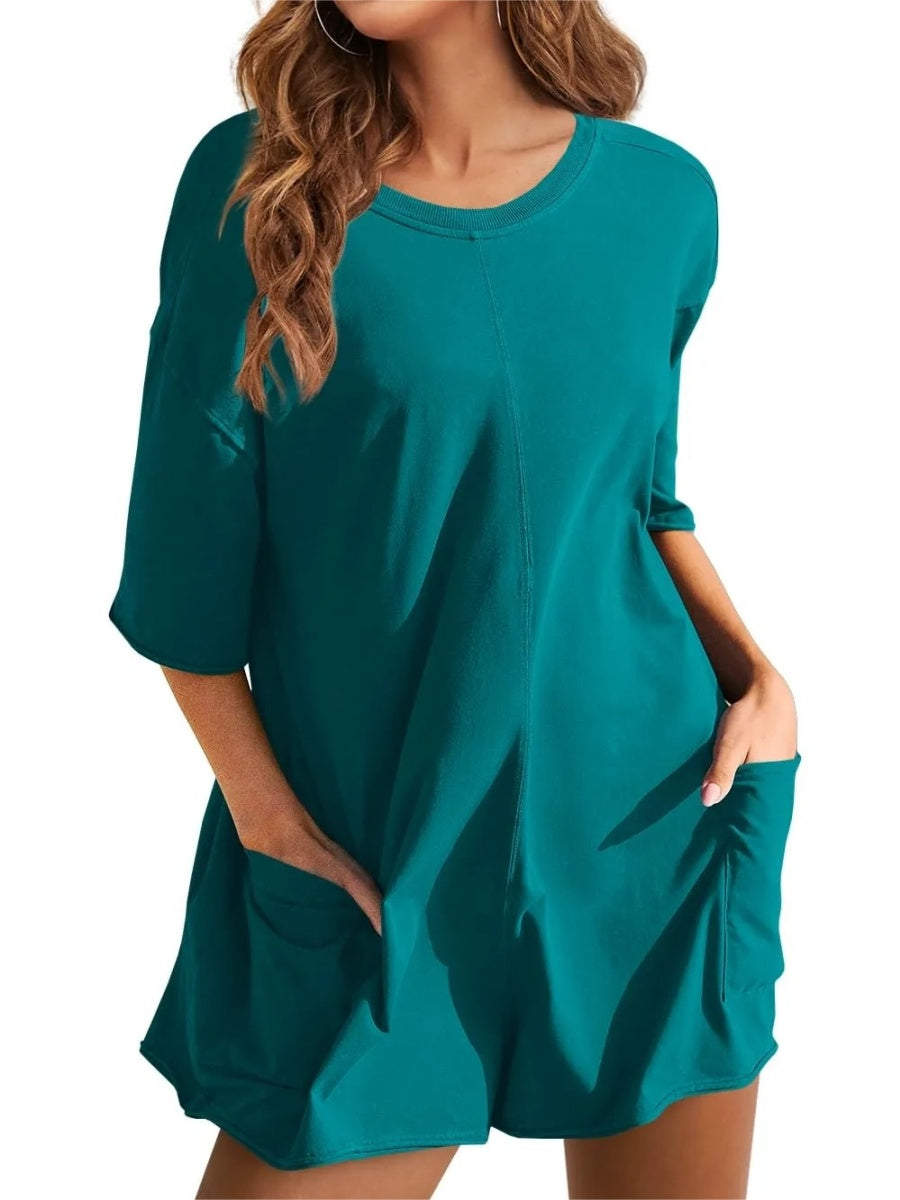 Women's Back V Neck Half Sleeve Jumpsuit