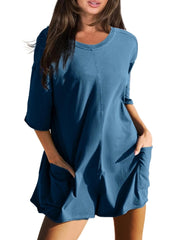 Women's Back V Neck Half Sleeve Jumpsuit
