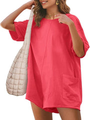 Women's Back V Neck Half Sleeve Jumpsuit