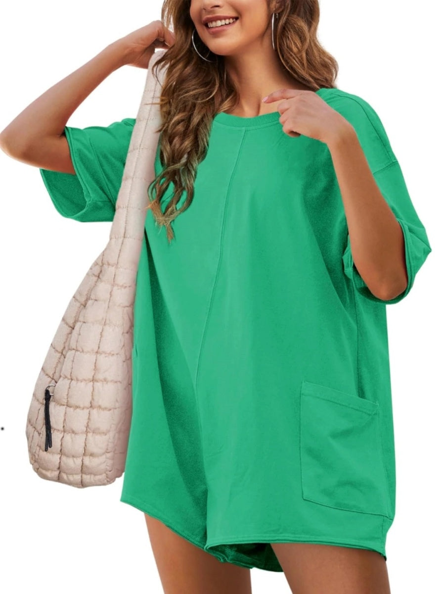 Women's Back V Neck Half Sleeve Jumpsuit