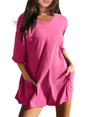 Women's Back V Neck Half Sleeve Jumpsuit