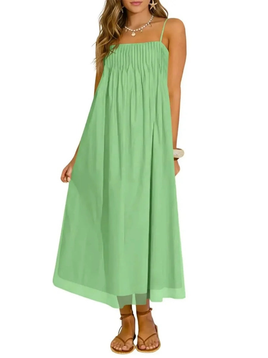 Women's Spaghetti Strap Loose Vacation Midi Dress