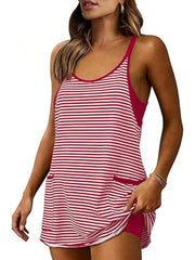 Women's Striped Athletic Dress with Built-in Shorts