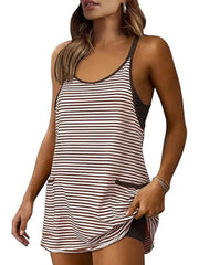 Women's Striped Athletic Dress with Built-in Shorts