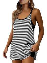 Women's Striped Athletic Dress with Built-in Shorts