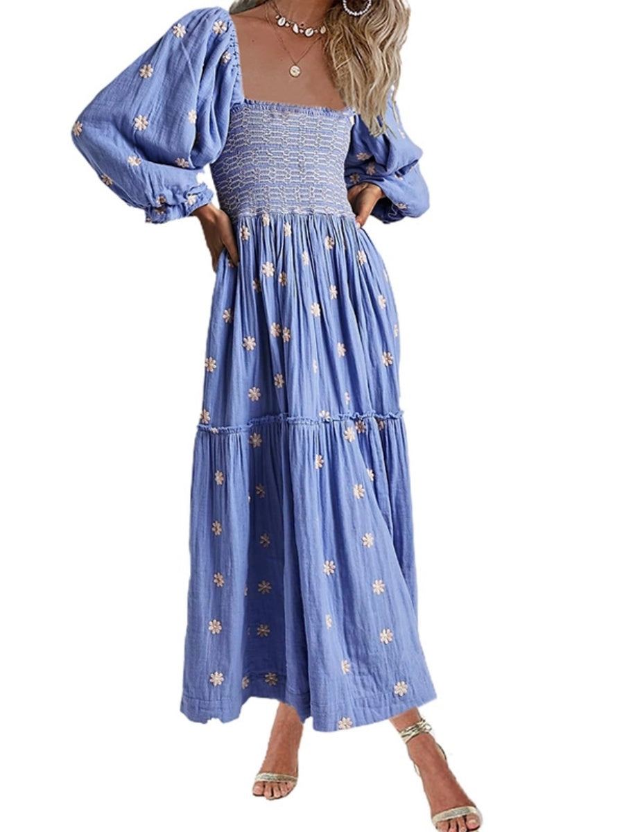 Women's Casual Embroidered Maxi Dress