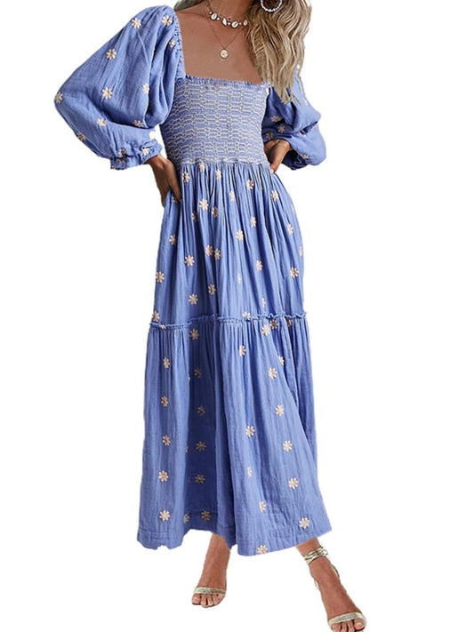 Women's Casual Embroidered Maxi Dress