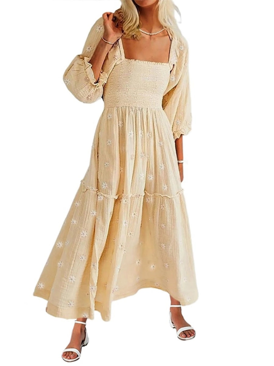 Women's Casual Embroidered Maxi Dress