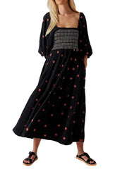 Women's Casual Embroidered Maxi Dress