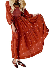 Women's Casual Embroidered Maxi Dress