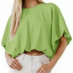 Women's Baggy Flowy Batwing Crop Blouse
